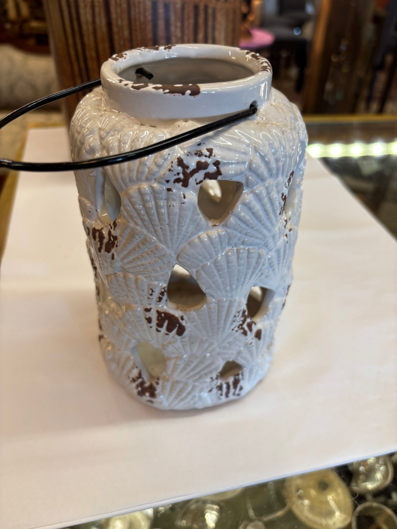  Ceramic Sea Shell Hanging Lantern