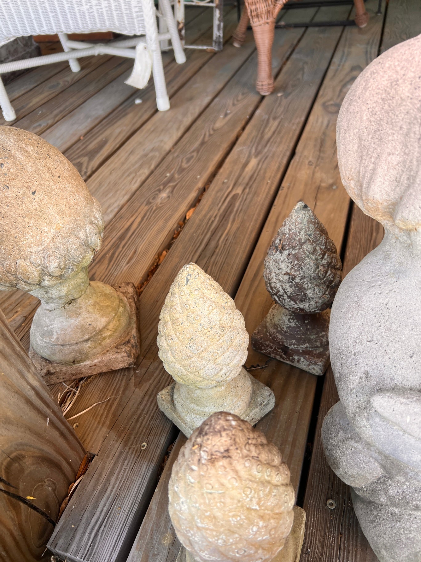 Concrete Garden Finial Pine Cone 