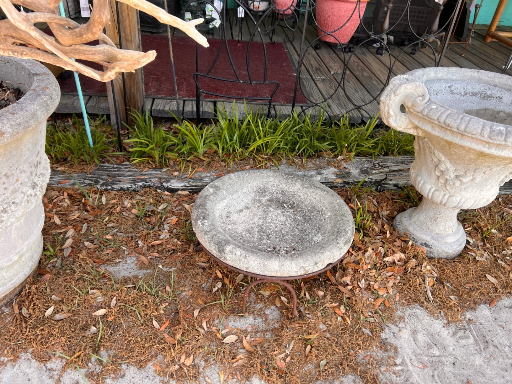 Concrete Flat Planter On Stand