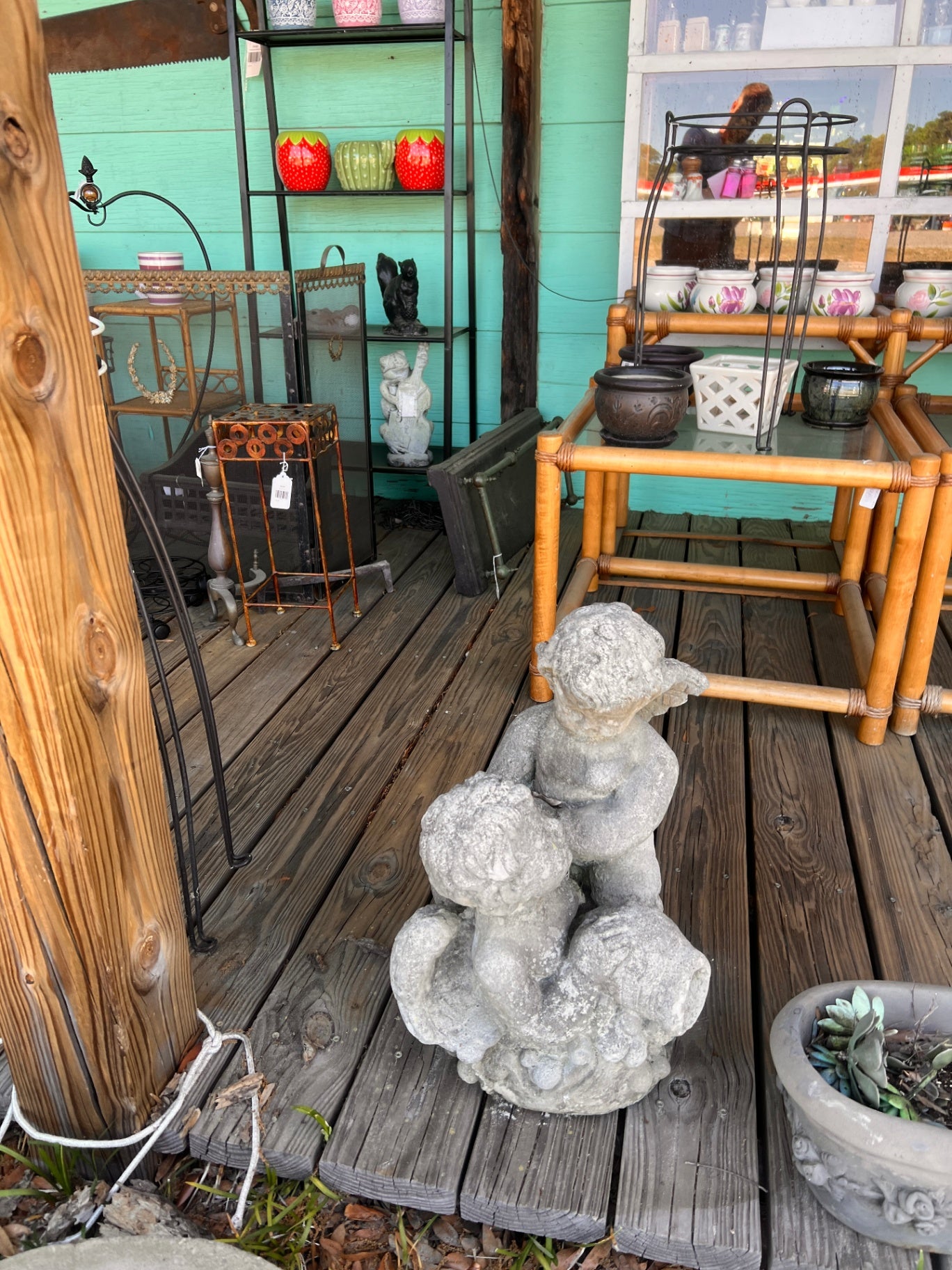 Concrete Cherub Fountain Piece