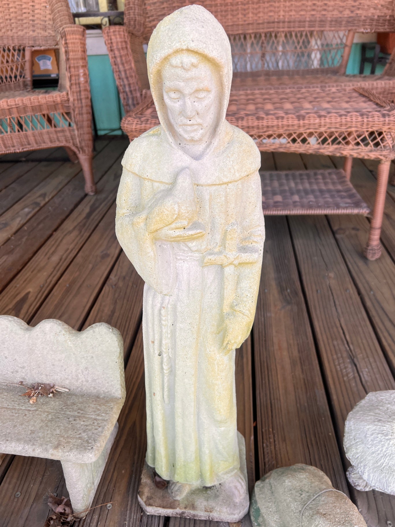 Concrete Statue of Saint Francis of Assisi Patron Saint of Animals and Ecology