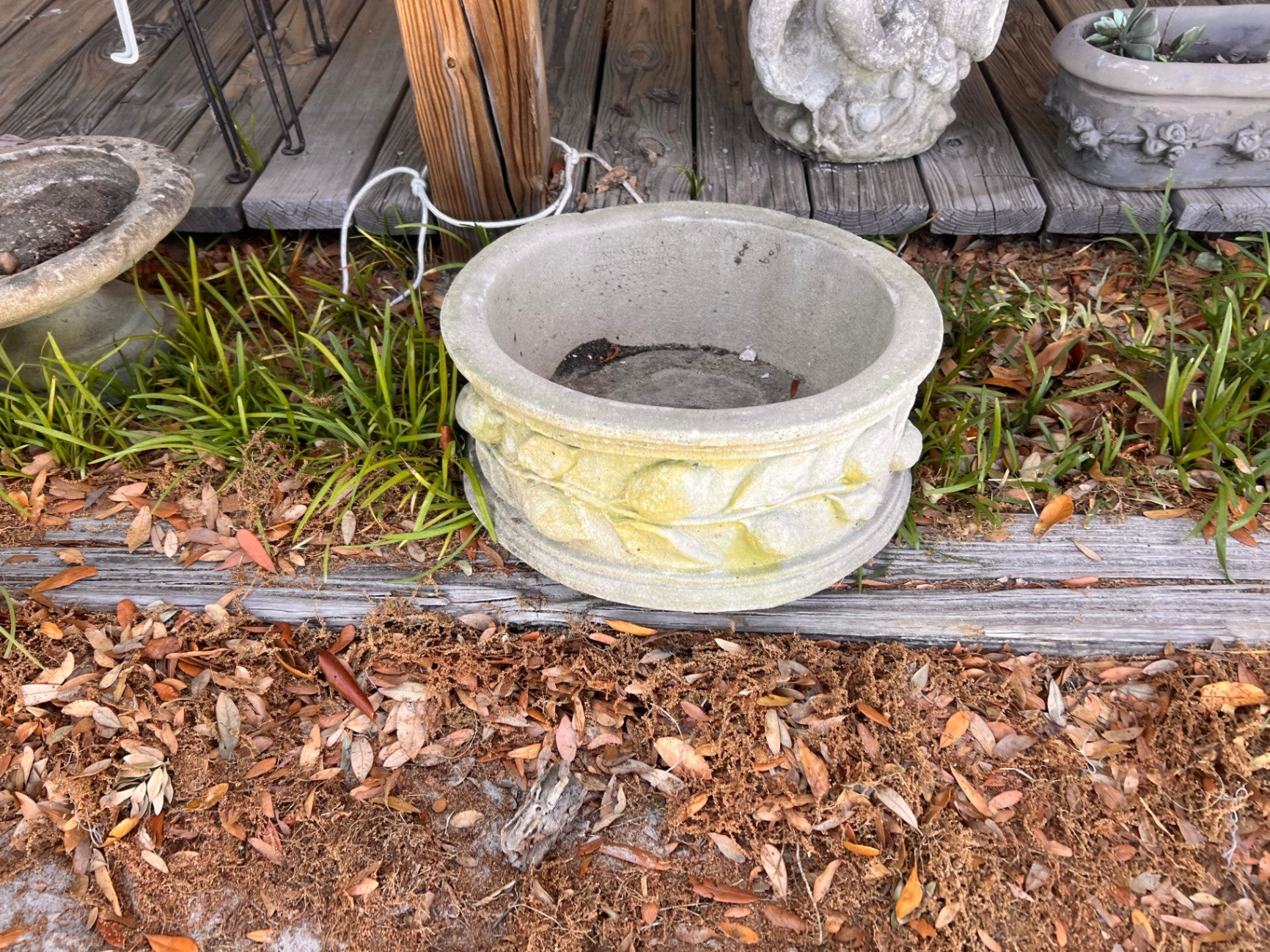 Large Round Vine Concrete Planter