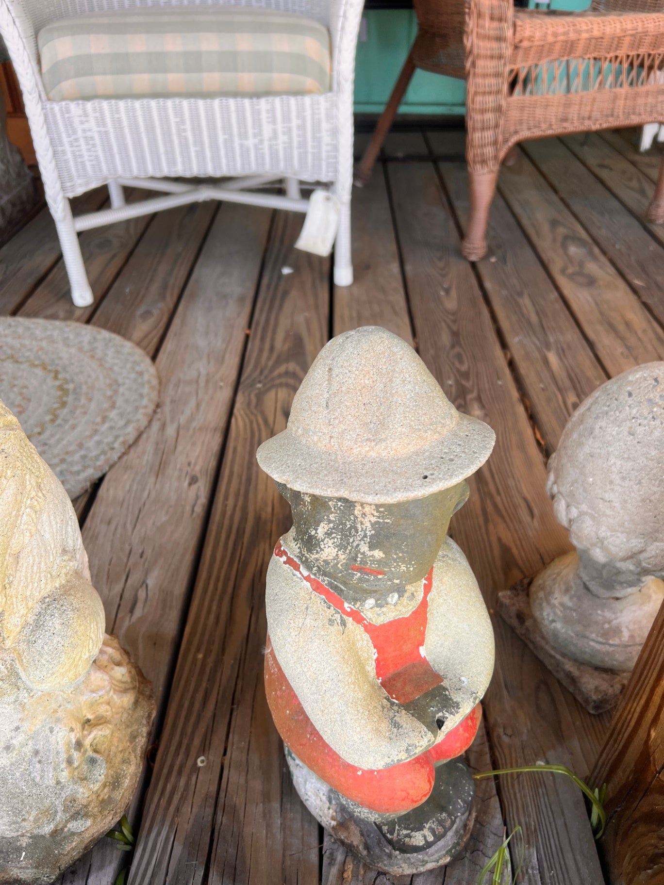 Concrete Boy Fishing Statue