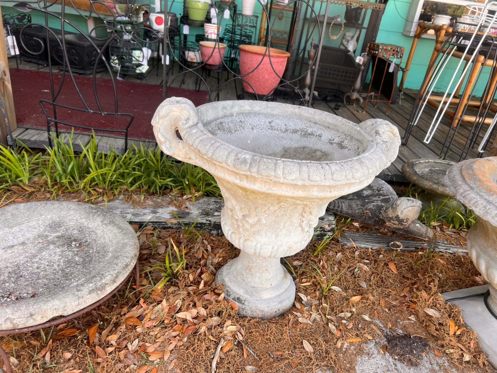 Large Concrete Pedestal Planter