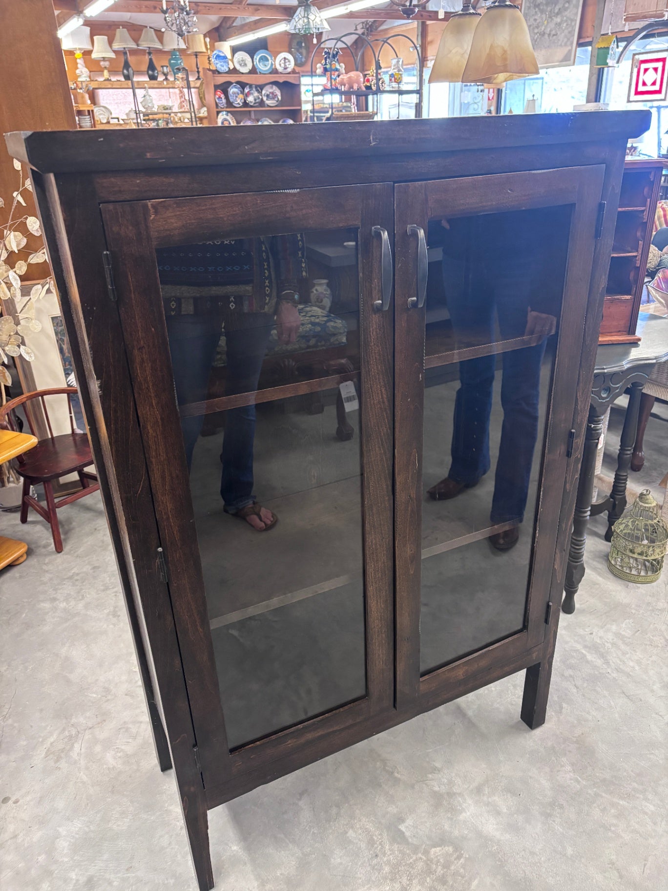 Vintage Mission-style or Arts & Crafts oak bookcase or a similar antique storage cabinet