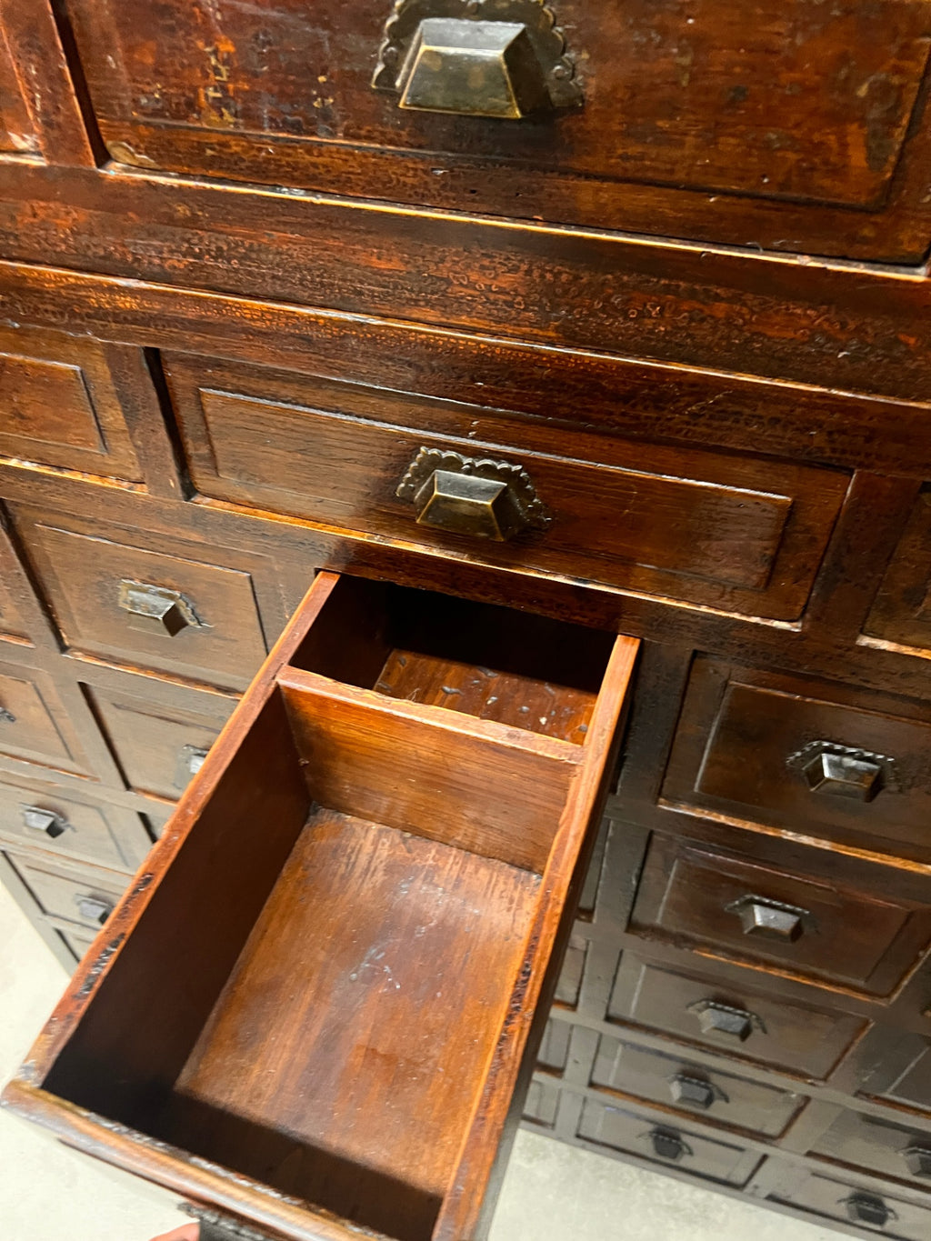 Antique Apothecary Cabinet 76" Tall,  39.5" Wide, 17.5" Deep