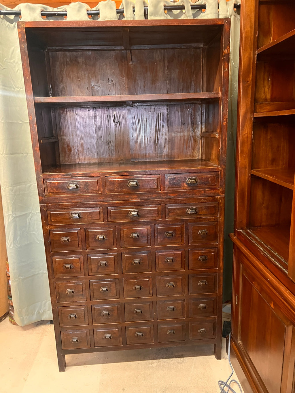 Antique Apothecary Cabinet 76" Tall,  39.5" Wide, 17.5" Deep