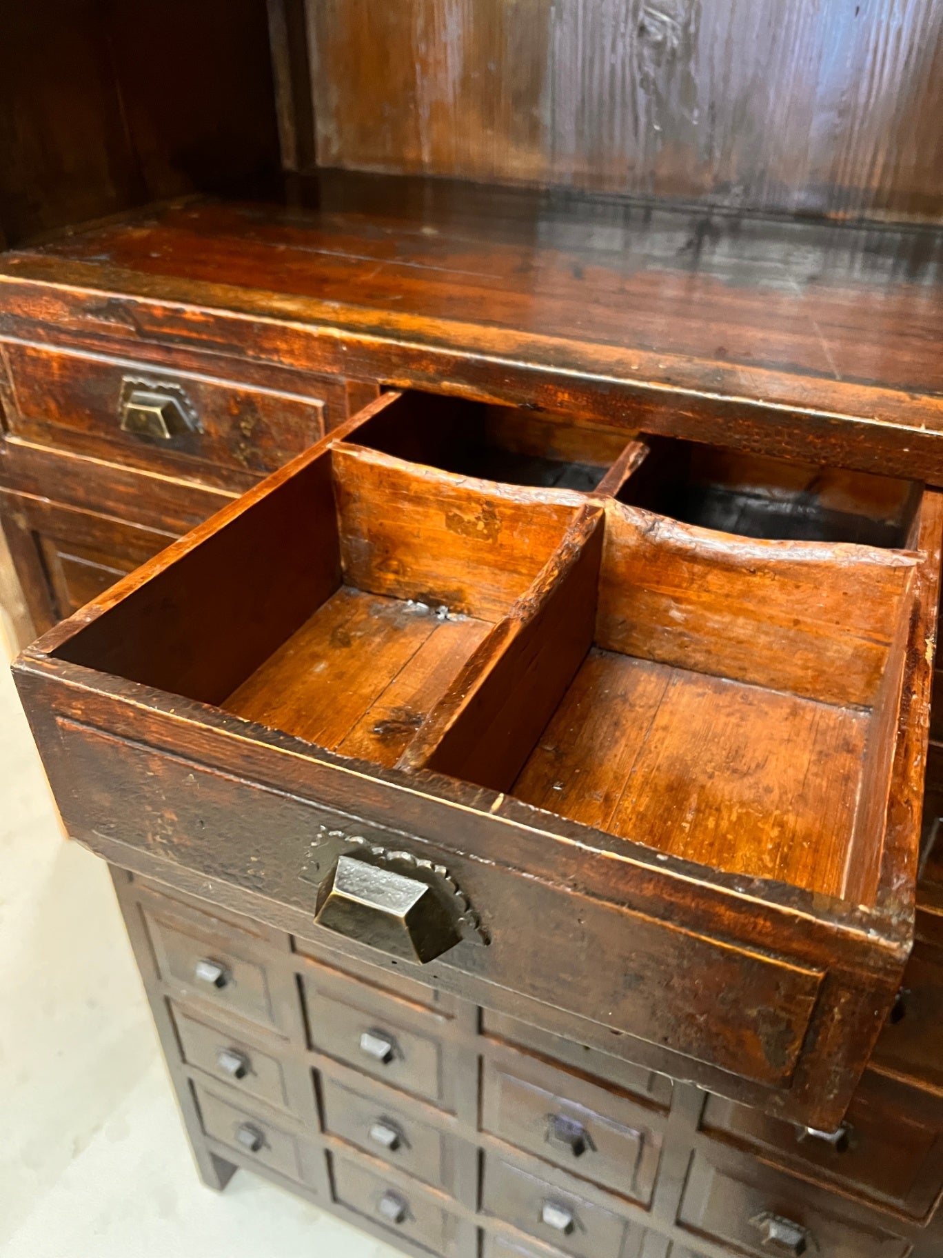 Antique Apothecary Cabinet 76" Tall,  39.5" Wide, 17.5" Deep