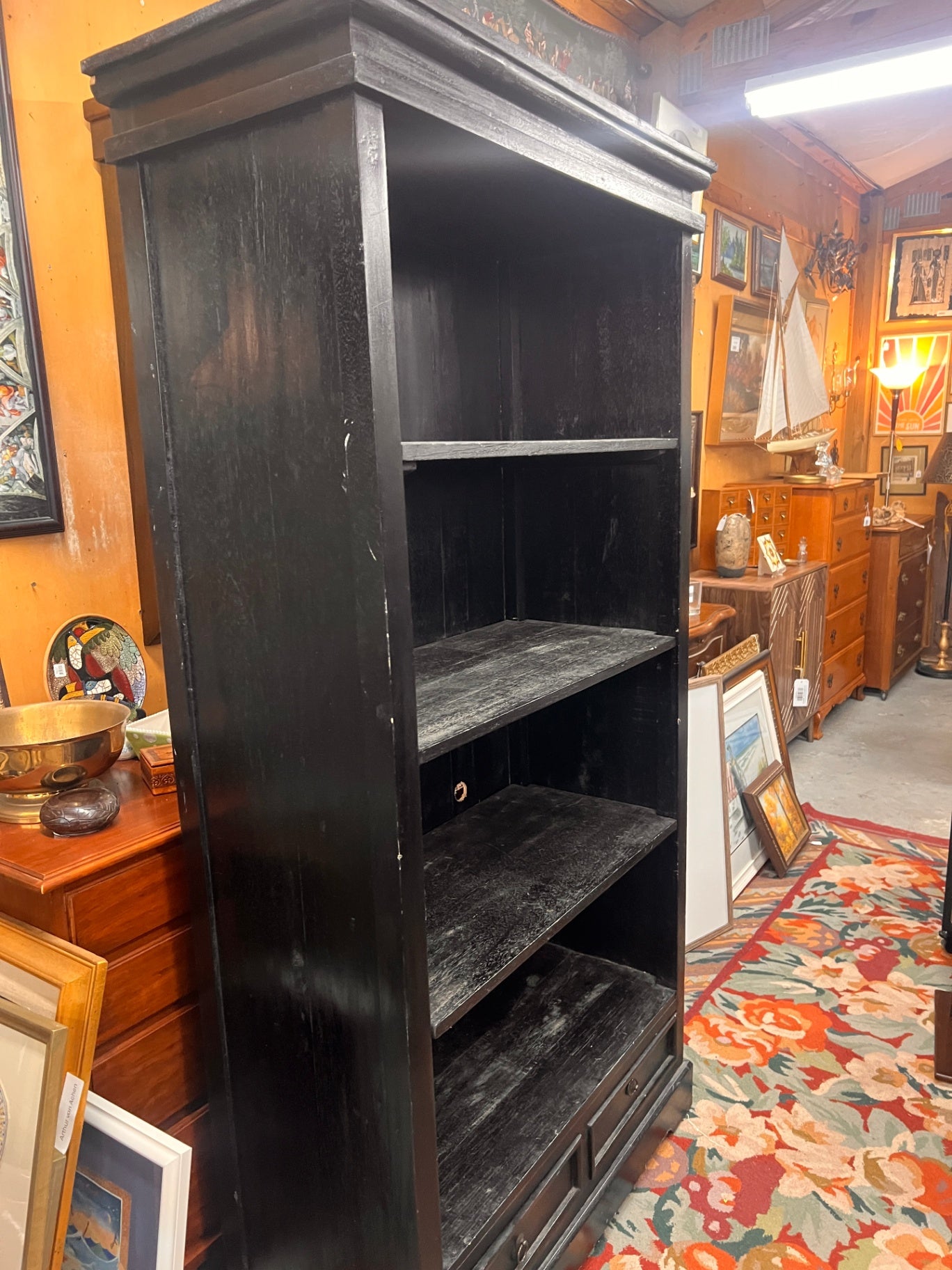 Large Black Wooden Bookshelf