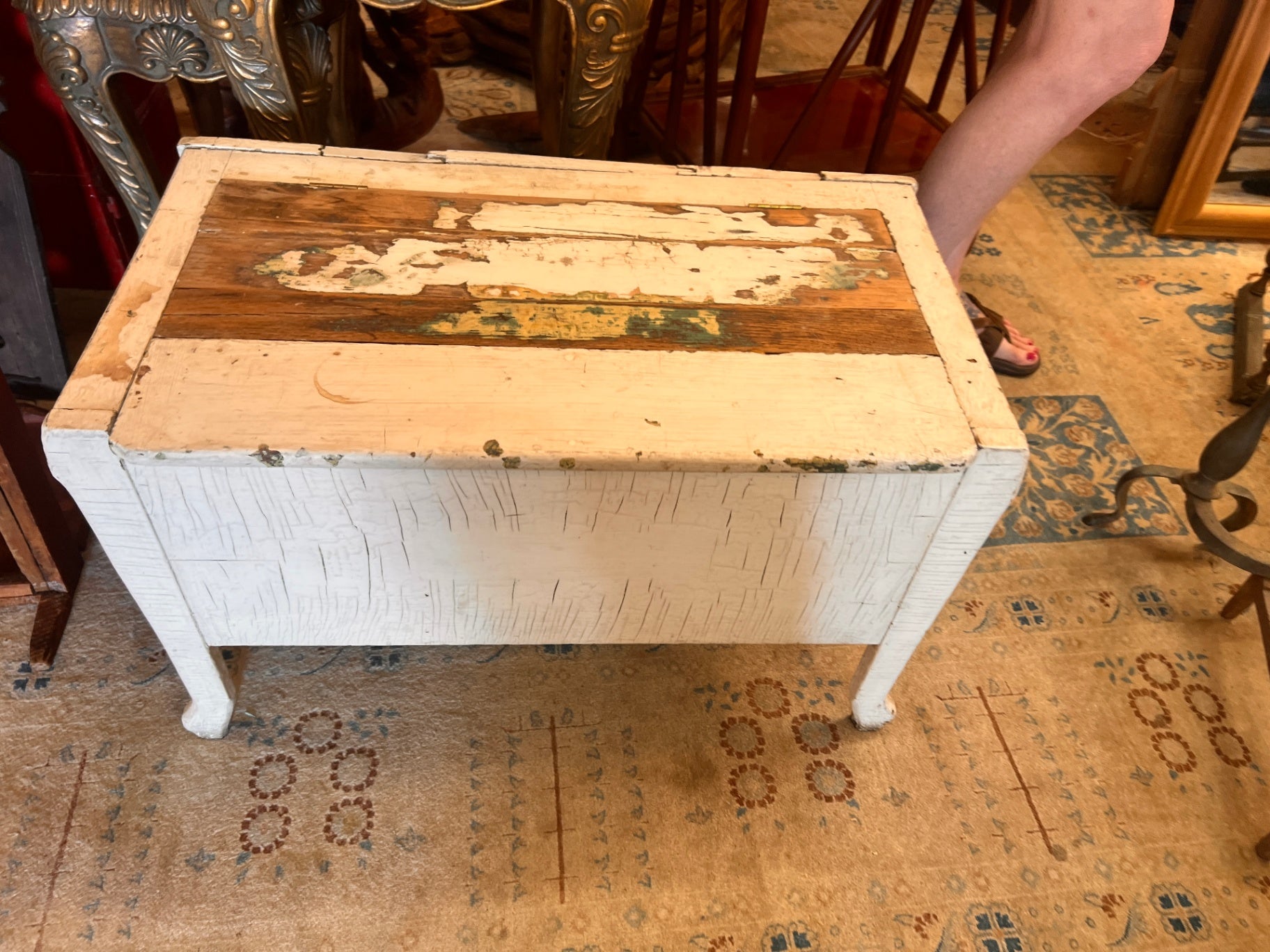 Distressed Antique Primitive White Chest