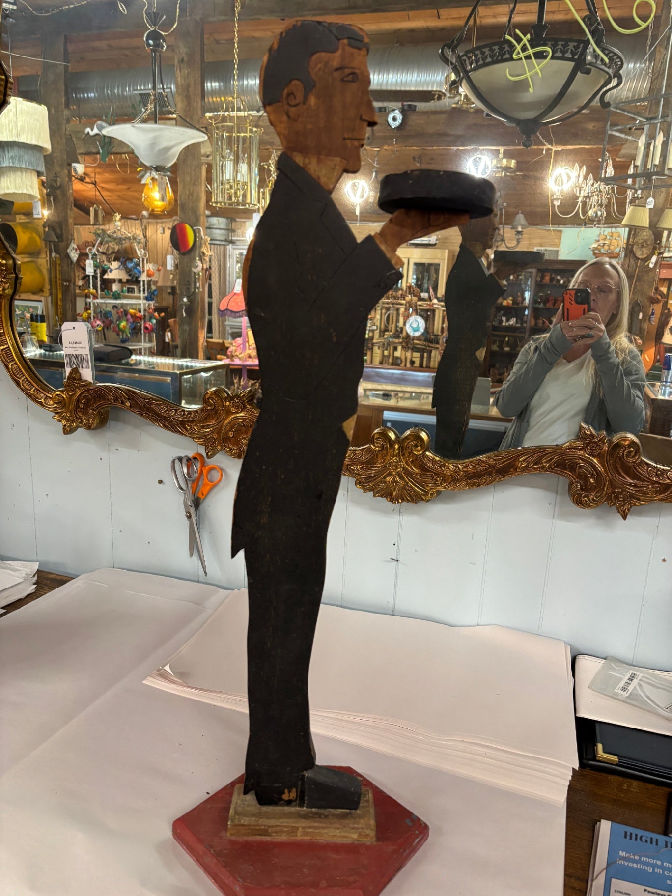  Vintage, Hand-Painted Wooden Butler