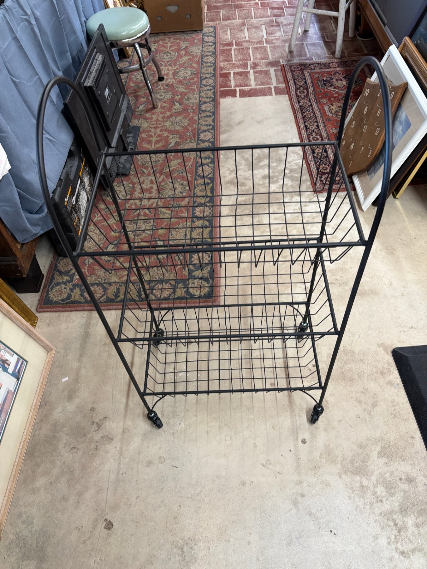  Black Metal Rolling Utility Cart