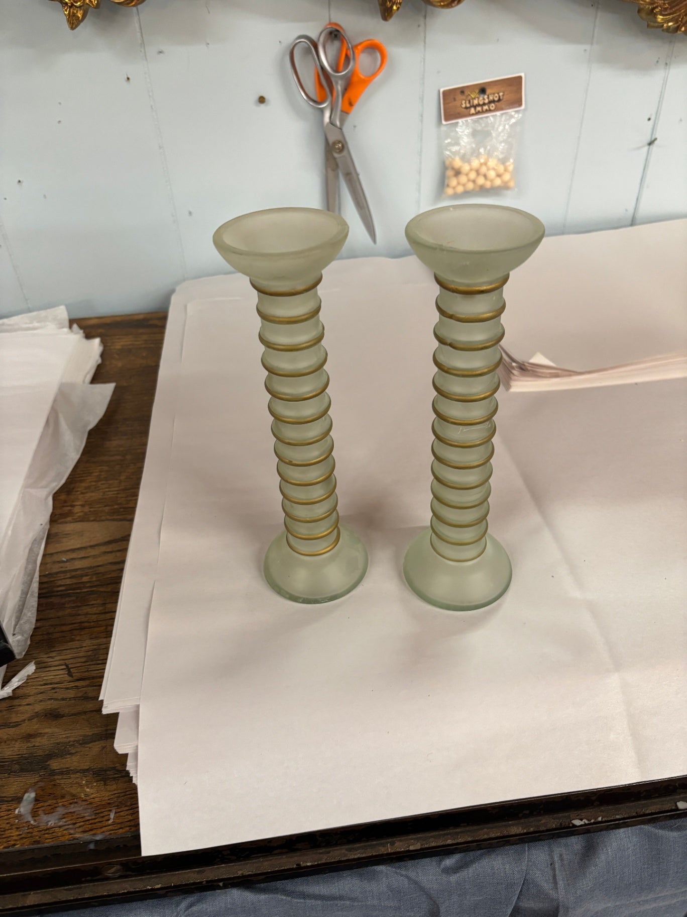 Frosted Glass Column Candle Holders