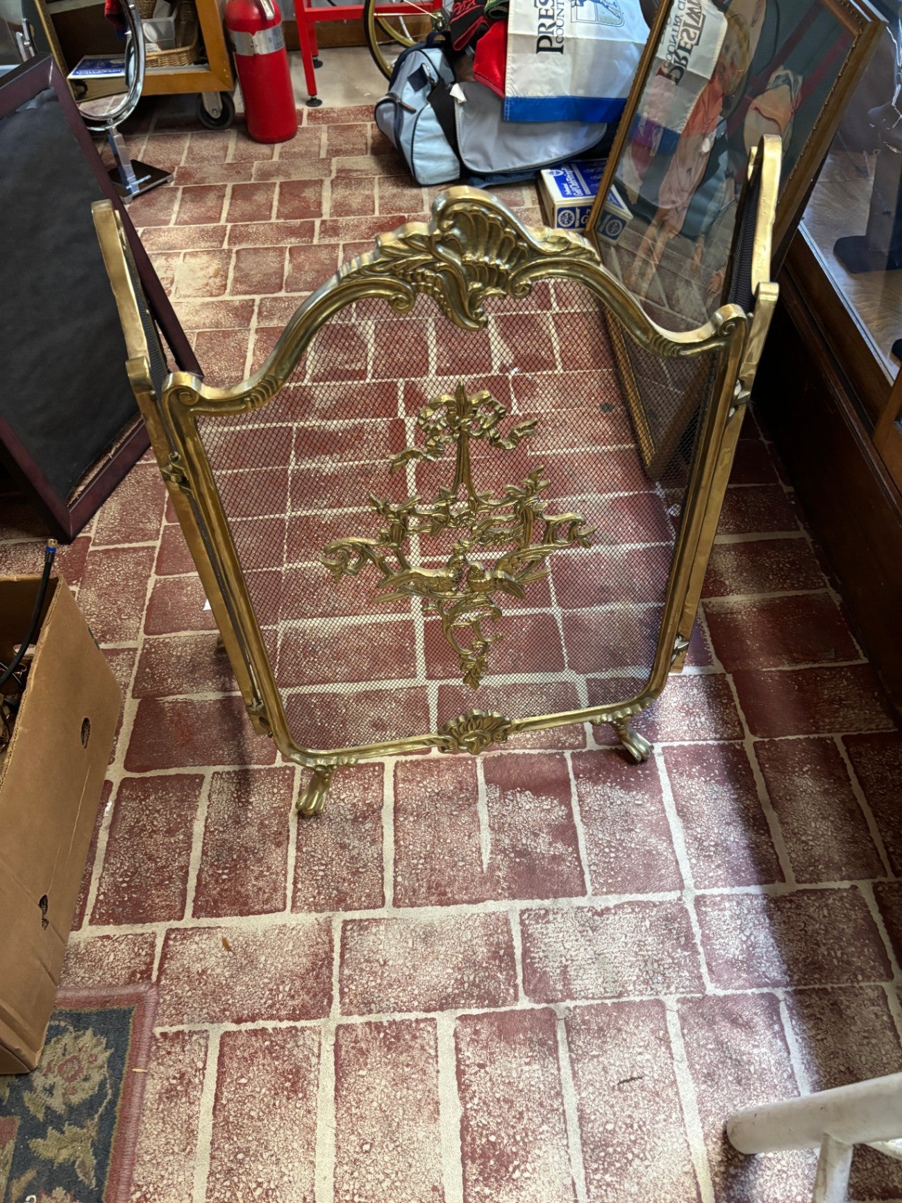  Vintage Brass Fireplace Screen