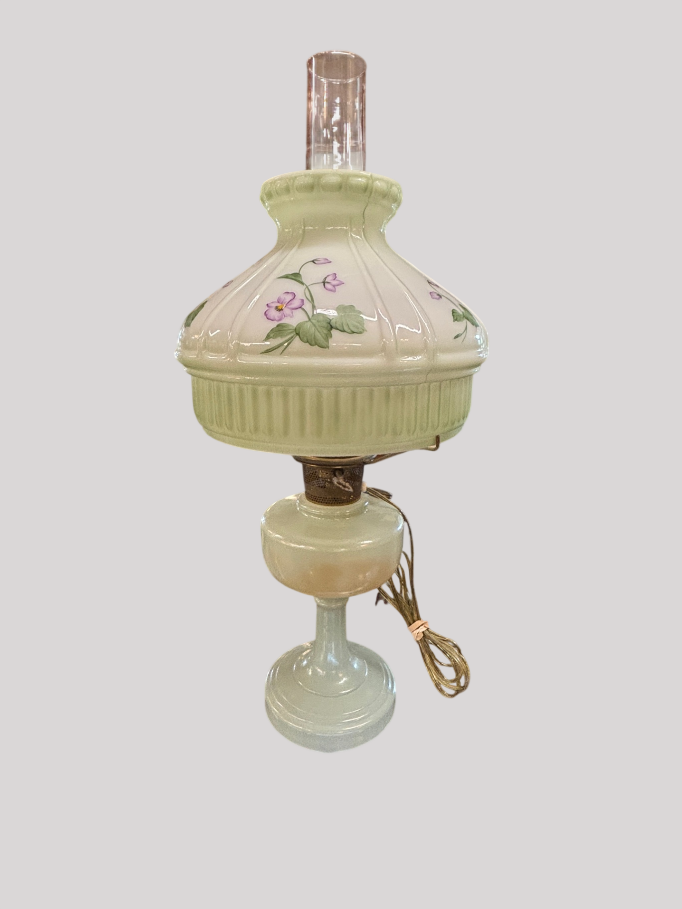 Vintage Aladdin Glass Lamp, Converted to Electric