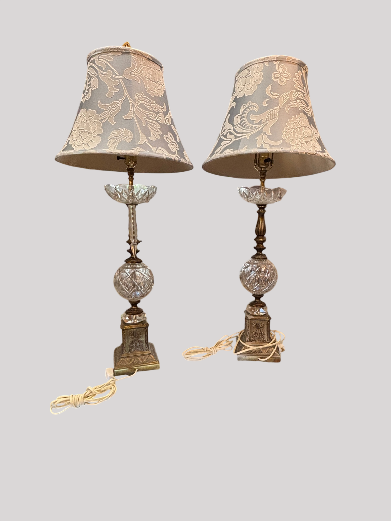  Vintage Brass and Cut Crystal Lamp