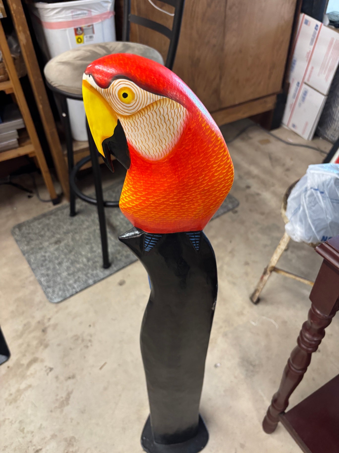 Wooden Parrot Statue