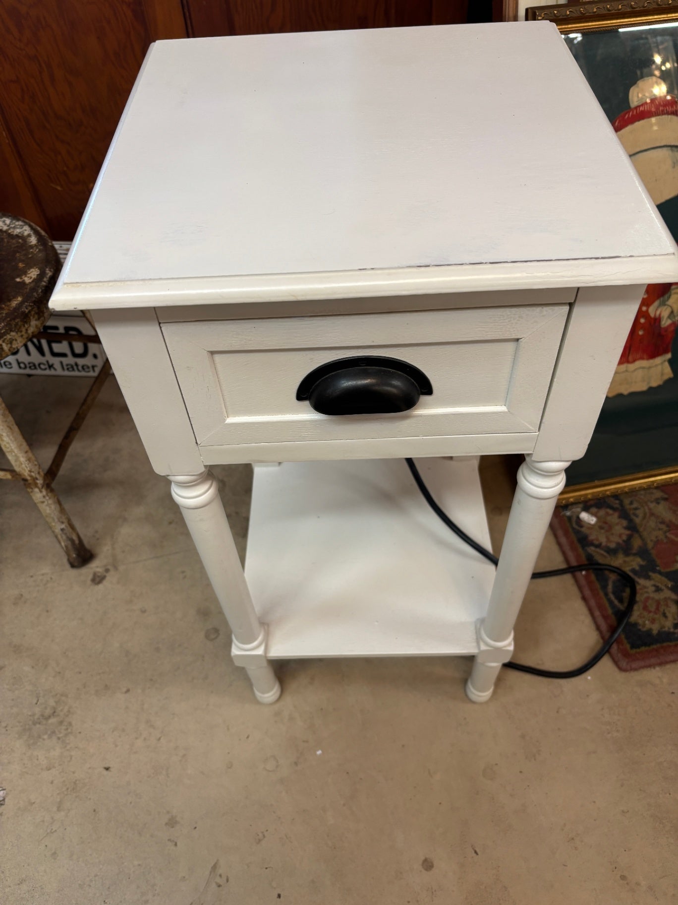White Night Stand with Power Outlets