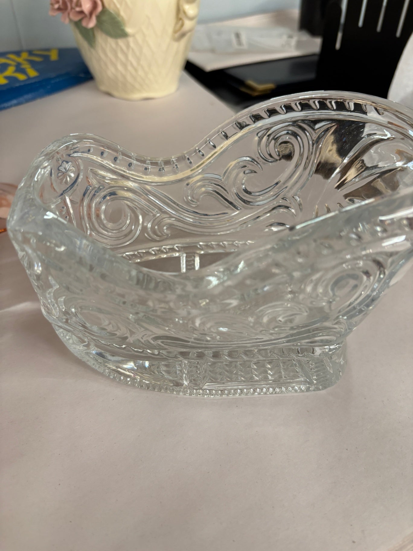 Vintage Crystal Sleigh Centerpiece