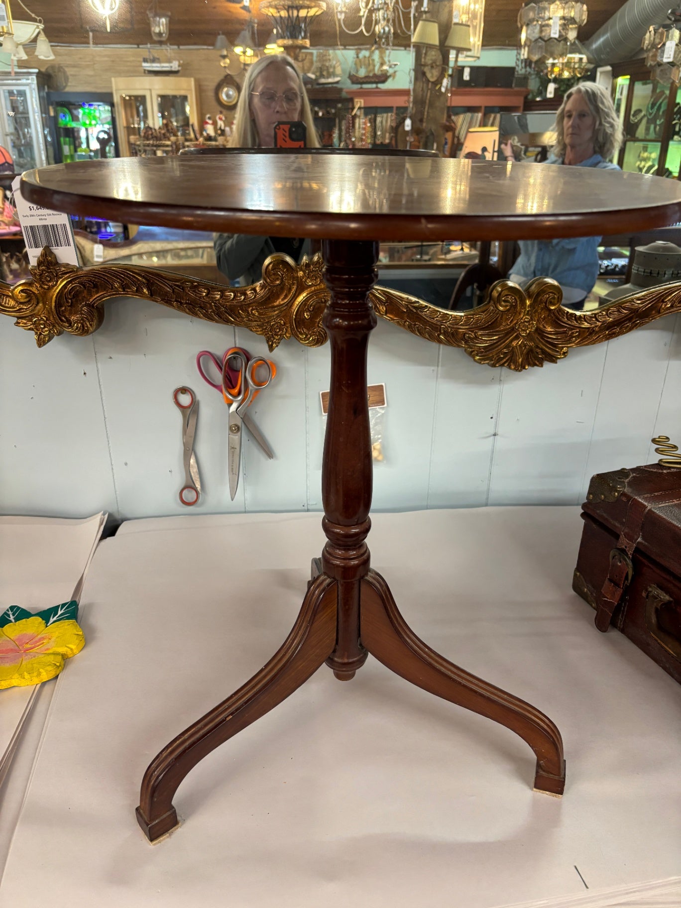 Mahogany Chippendale Style Pie Crust Tilt-Top Side Table 
