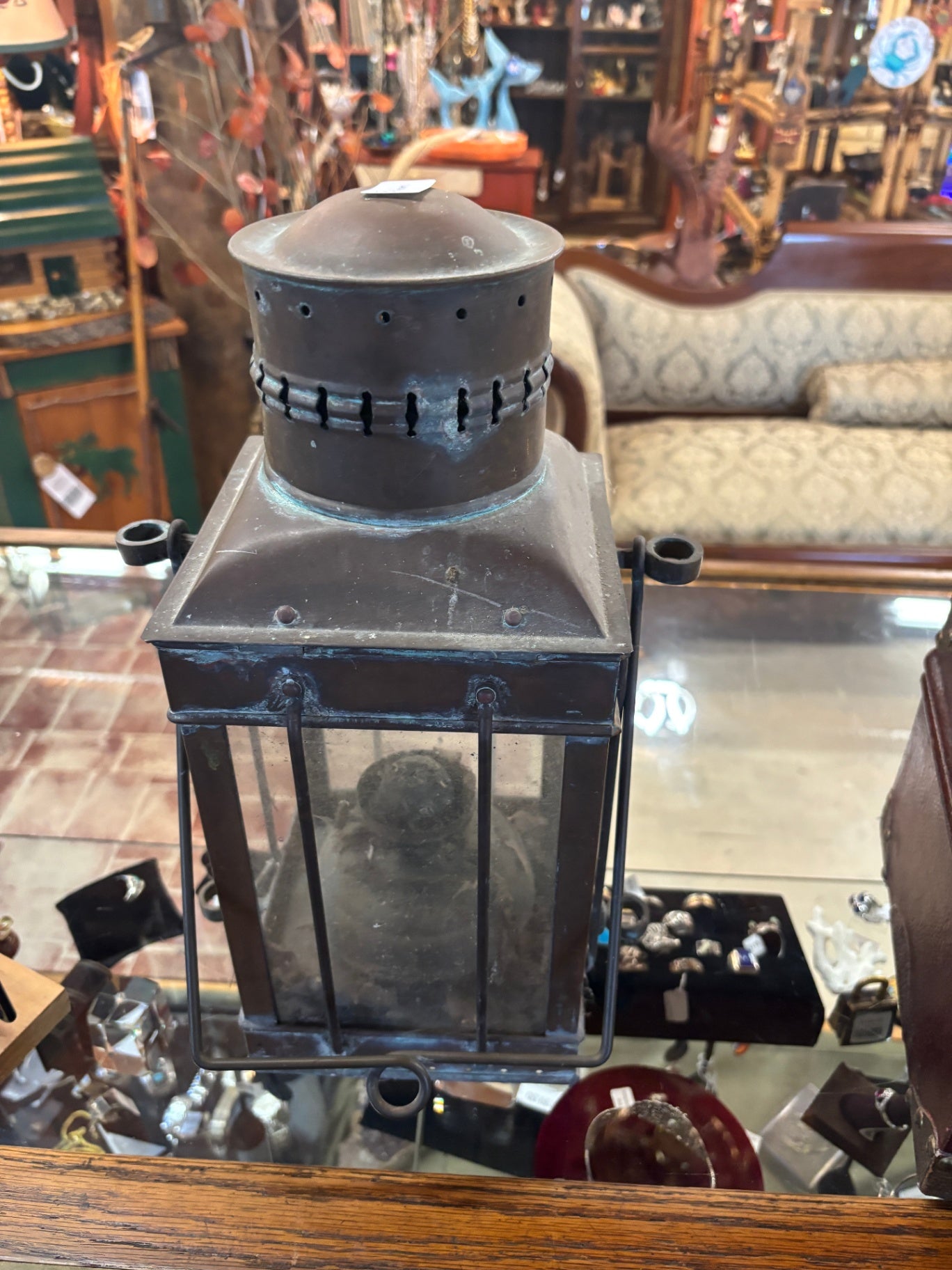 Vintage British Brass Cargo Ship's Lantern