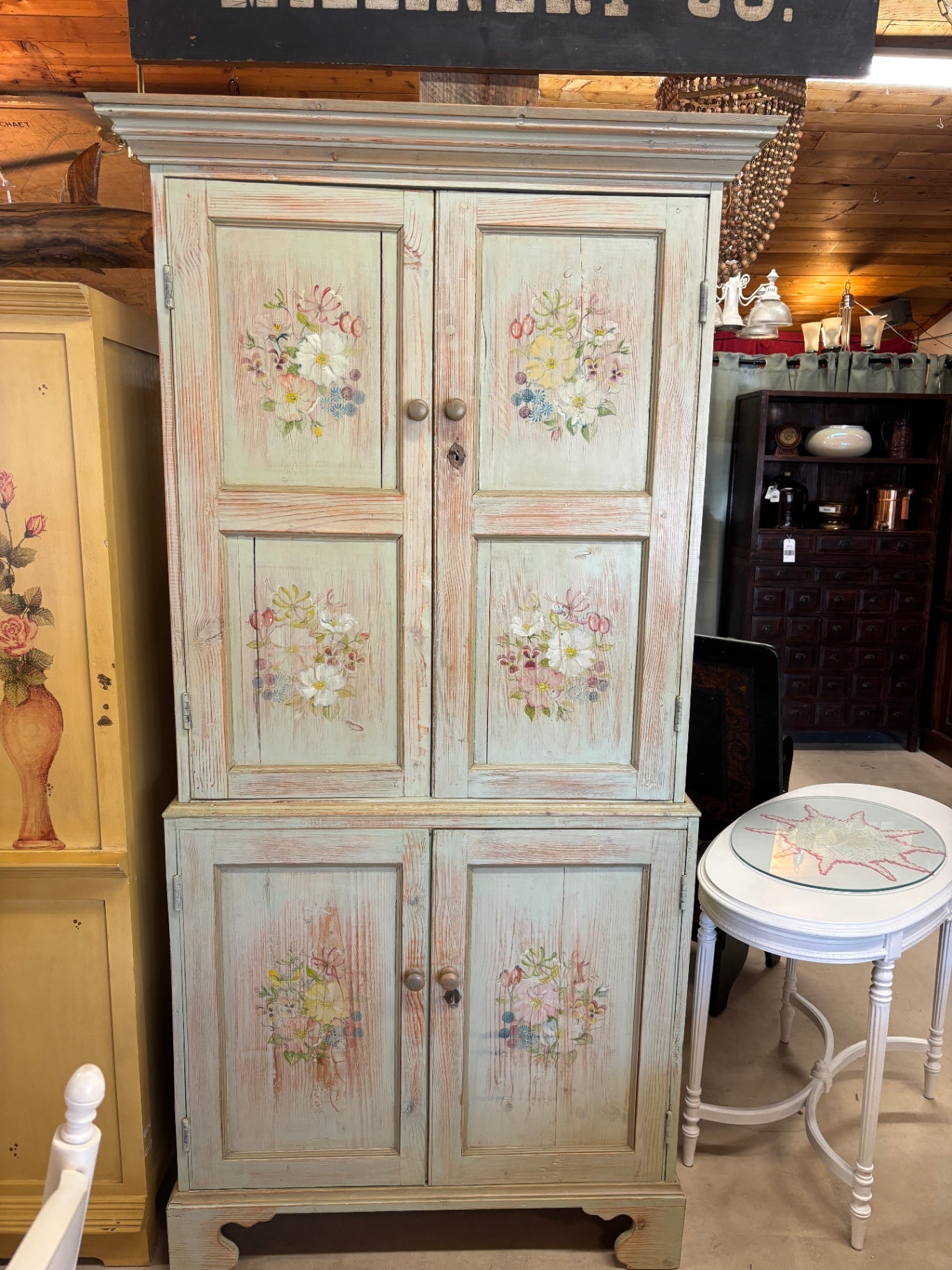  Hand-Painted French Country Armoire