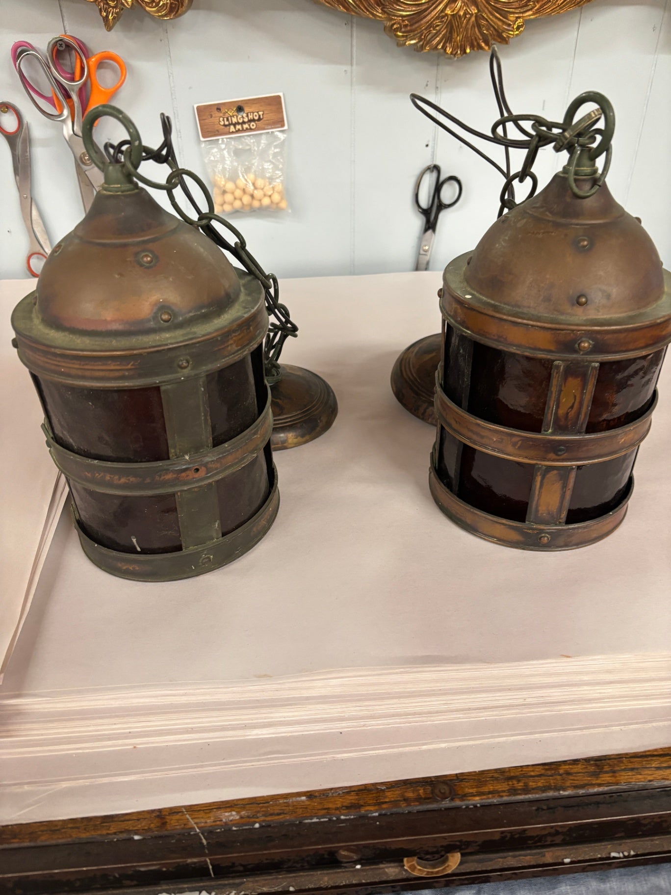  Vintage  Nautical Copper and Brass Electric Shepherd Lanterns