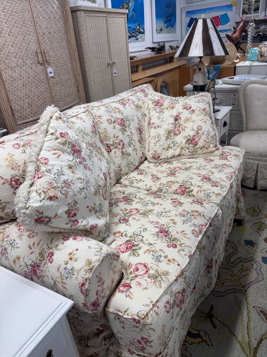 Shabby Chic/Cottage Floral Upholstery Loveseat