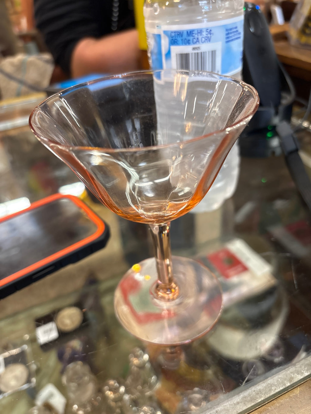 Set of 5 Pink Depression Glass Stem Glasses