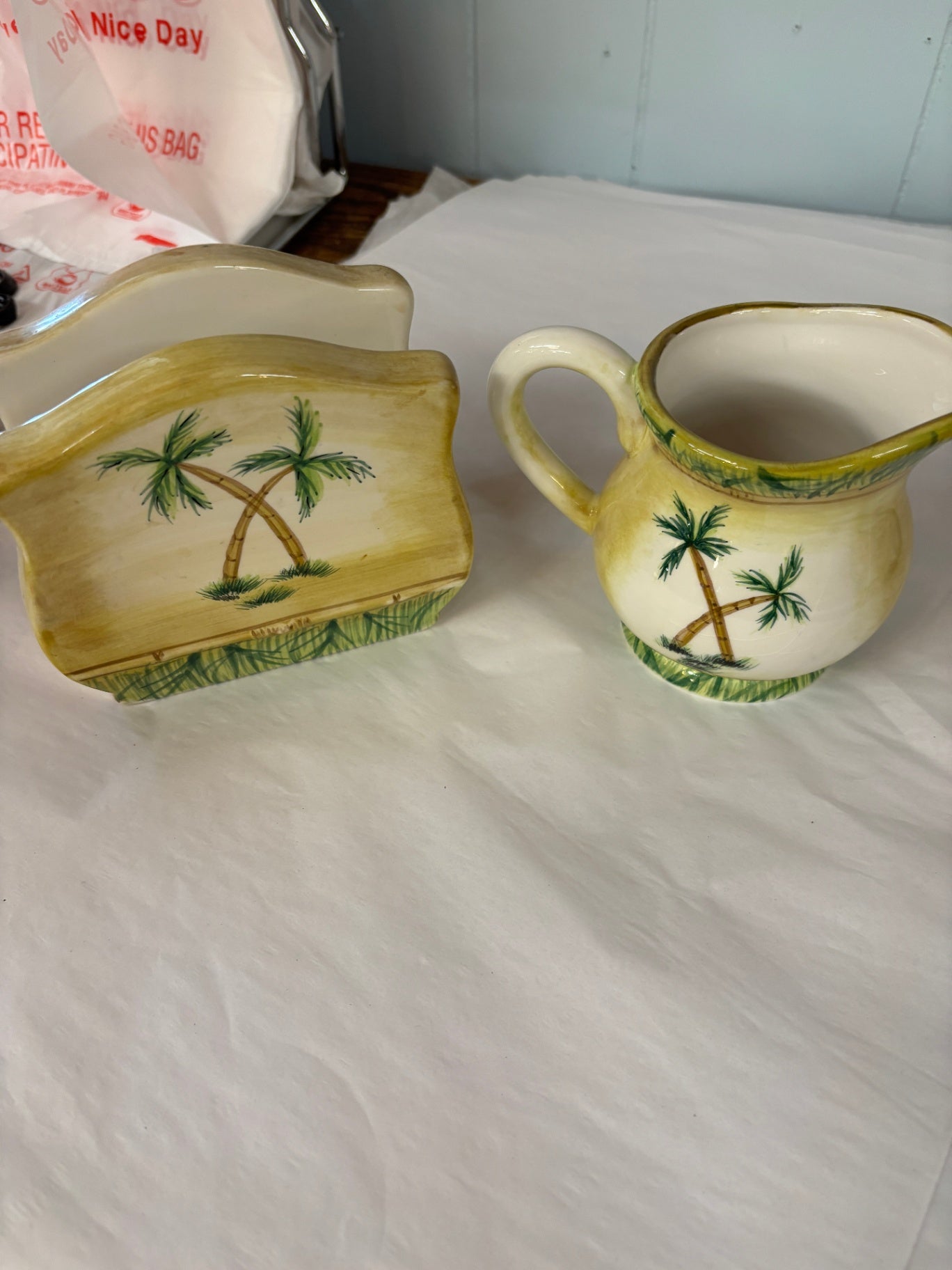  Hand-Painted Ceramic Sugar Creamer Salt & Pepper