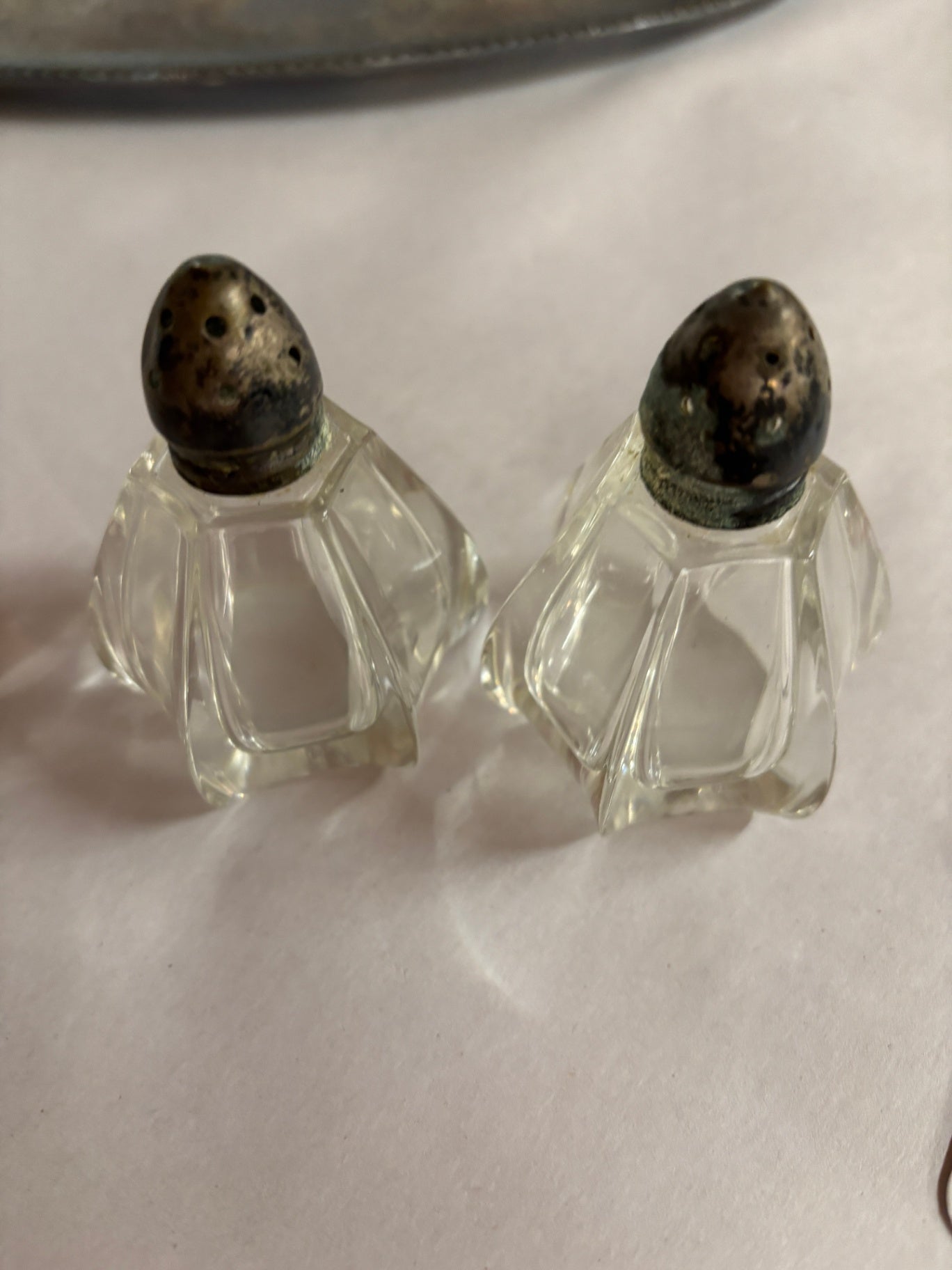 Vintage Clear Crystal Glass Salt and Pepper Shakers