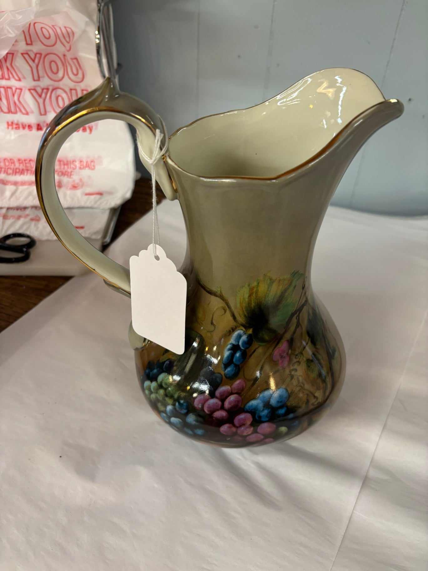  Lisa White Vineyard Blessings Multi-Color Pitcher Vase