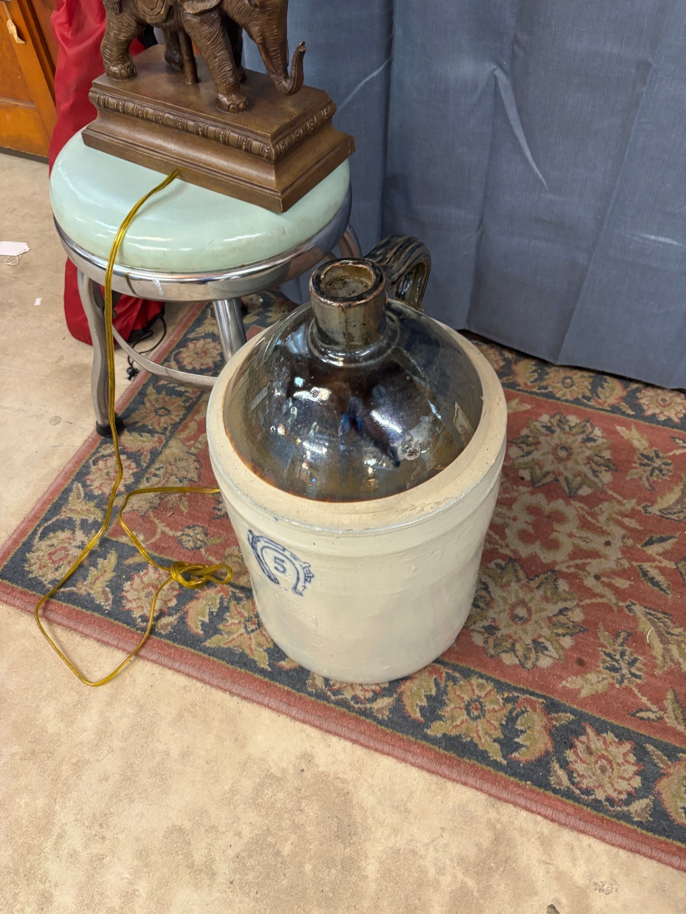  vintage 5-gallon Stoneware Jug with a  Glazed Top
