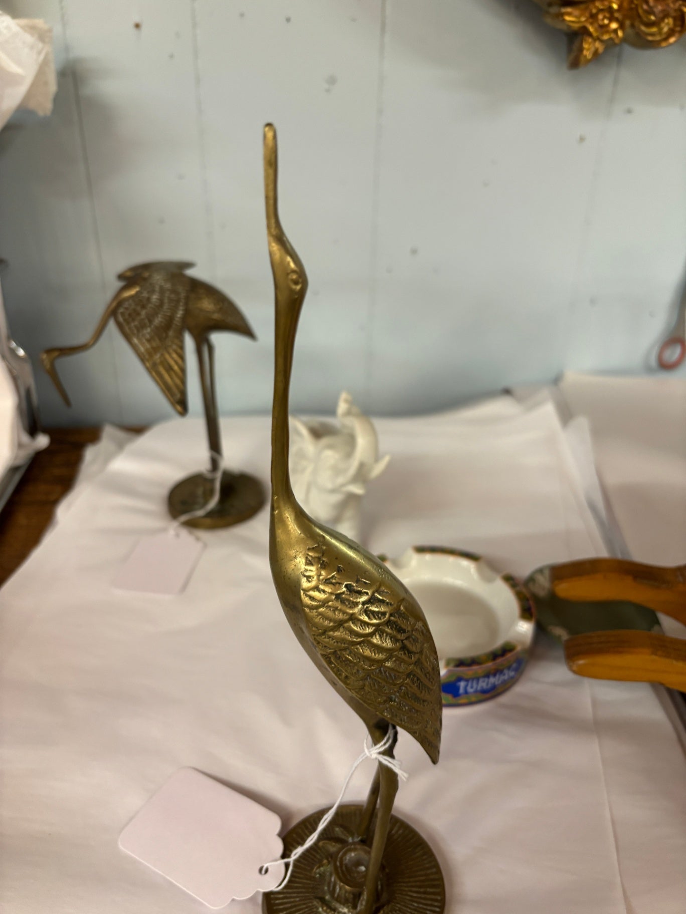 Vintage Mid-Century Modern Solid Brass Heron