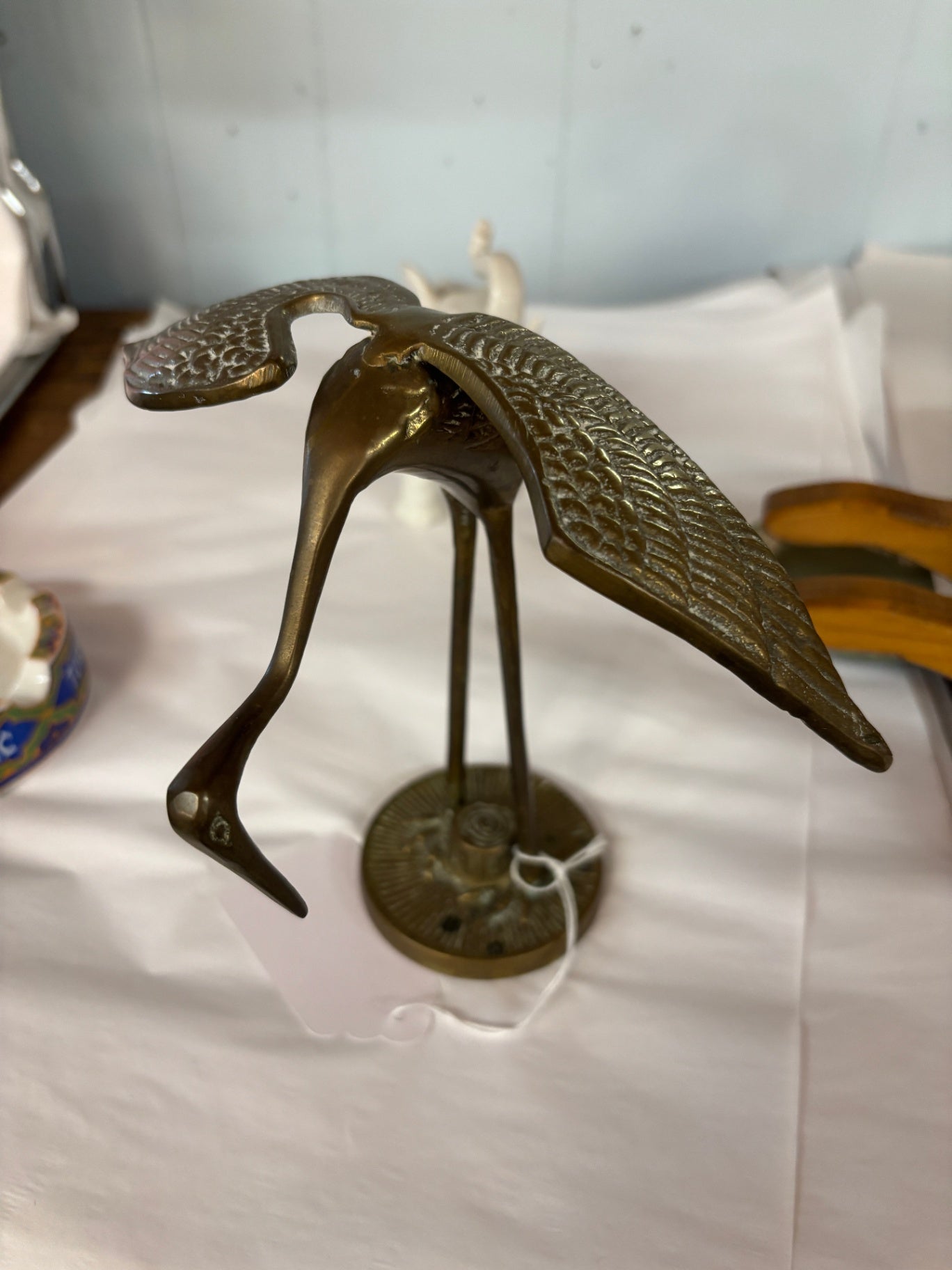  Vintage Solid Brass Stork Figurine