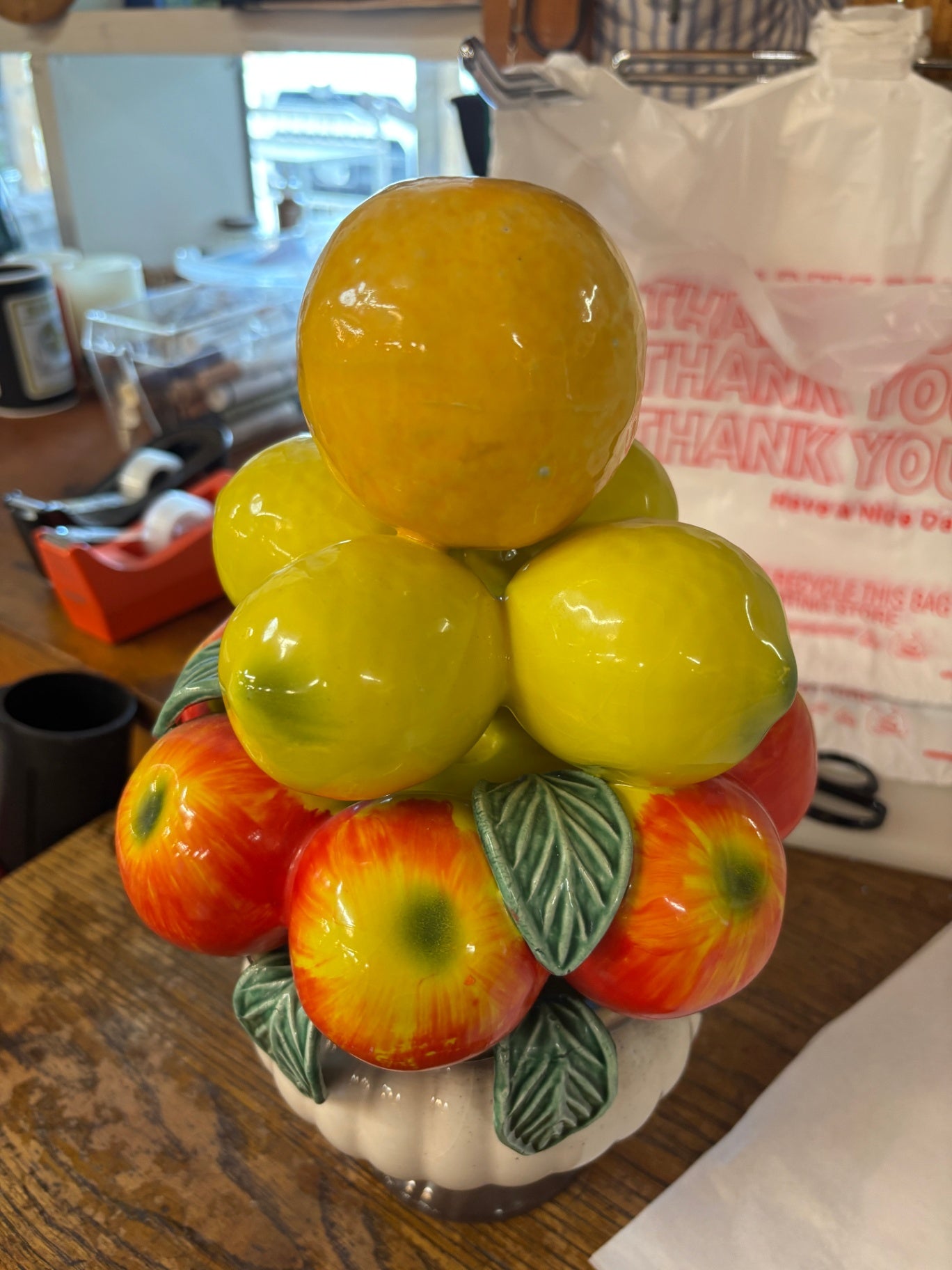 Vintage Hand-Painted Ceramic Fruit Topiary