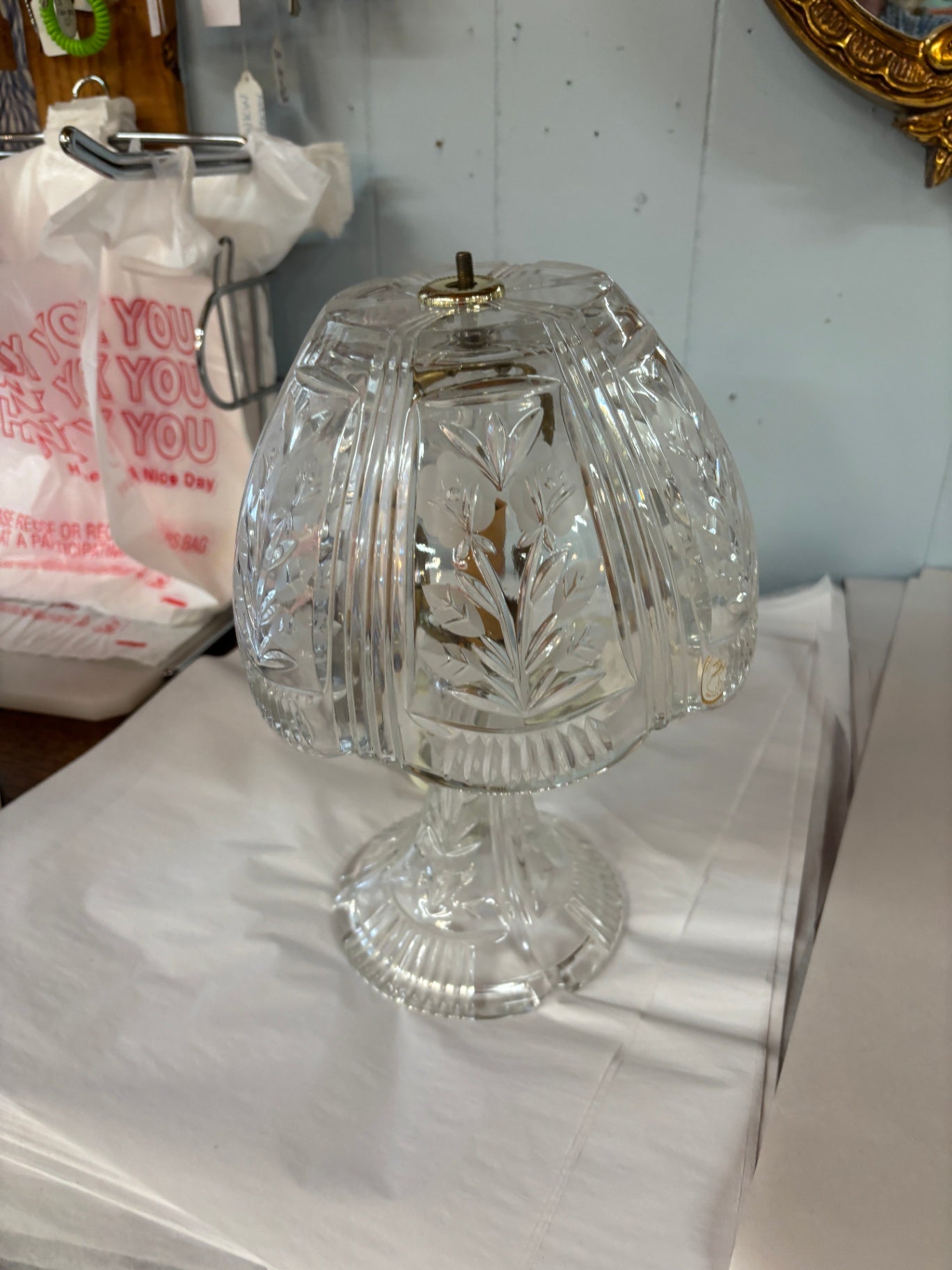 Vintage Cut Crystal Boudoir Table Lamp