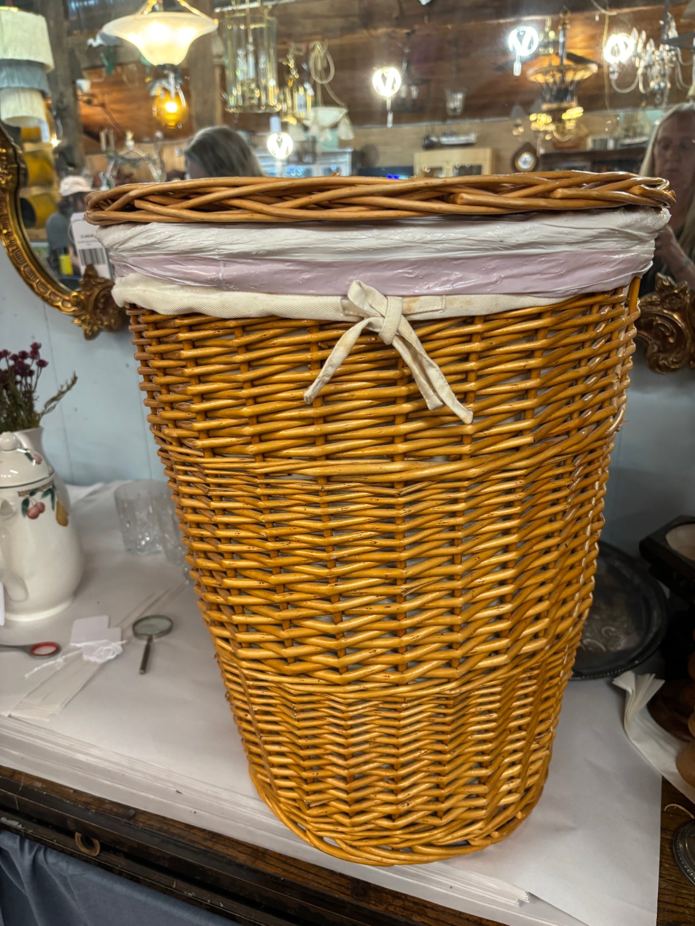  Vintage Tall Tapered Wicker Laundry Basket 