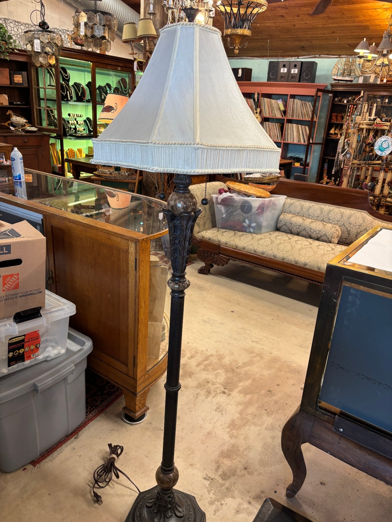 Vintage Italian Classical Floor Lamp with a Marble Column