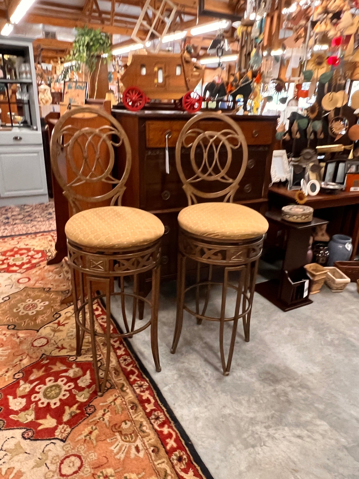 Cushioned Metal High Back Bar Stool