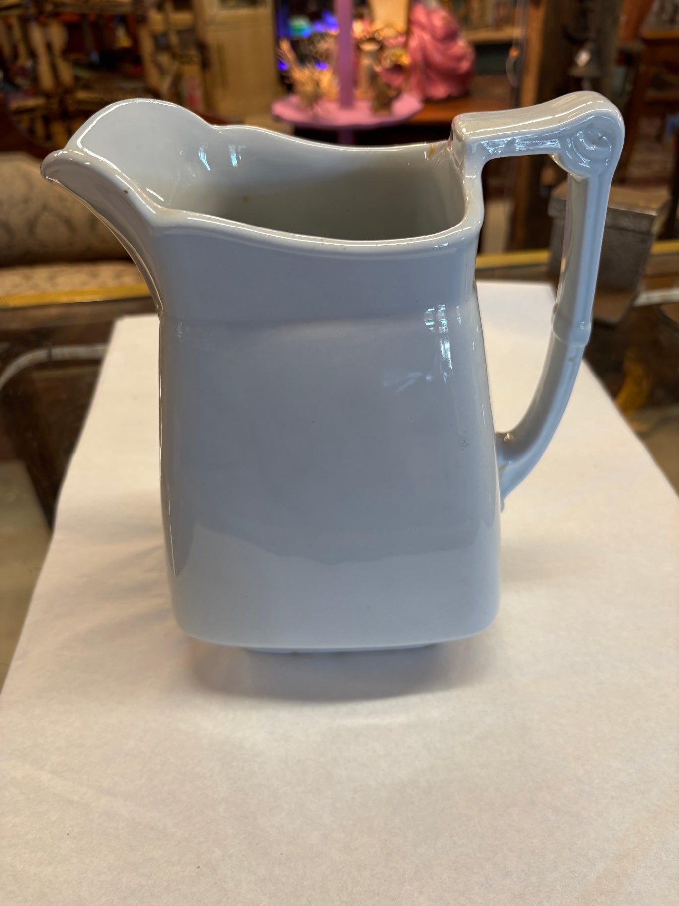 Vintage White Ironstone Pitcher,
