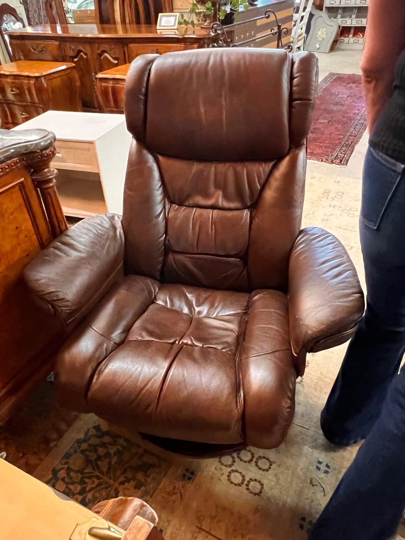 Brown Leather Swivel Chair