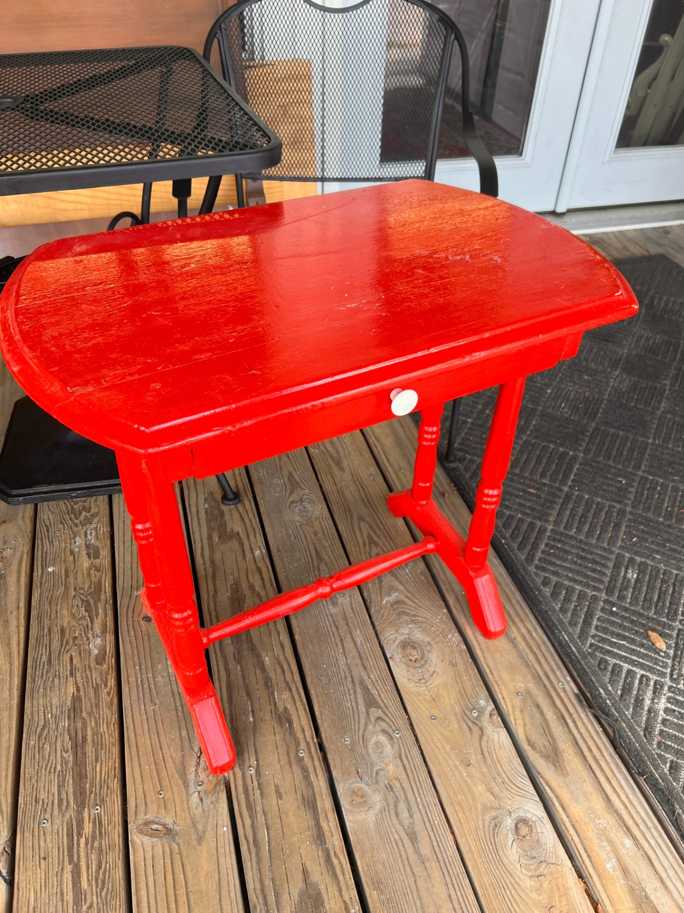 Red Wooden Side Table
