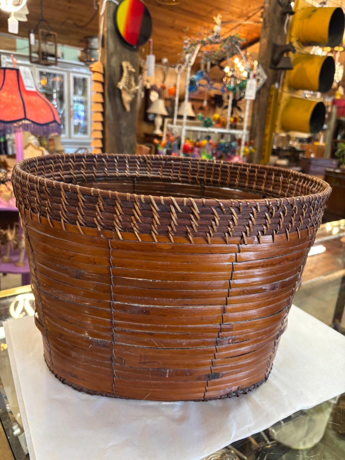  Vintage Woven Rattan and Bamboo Basket
