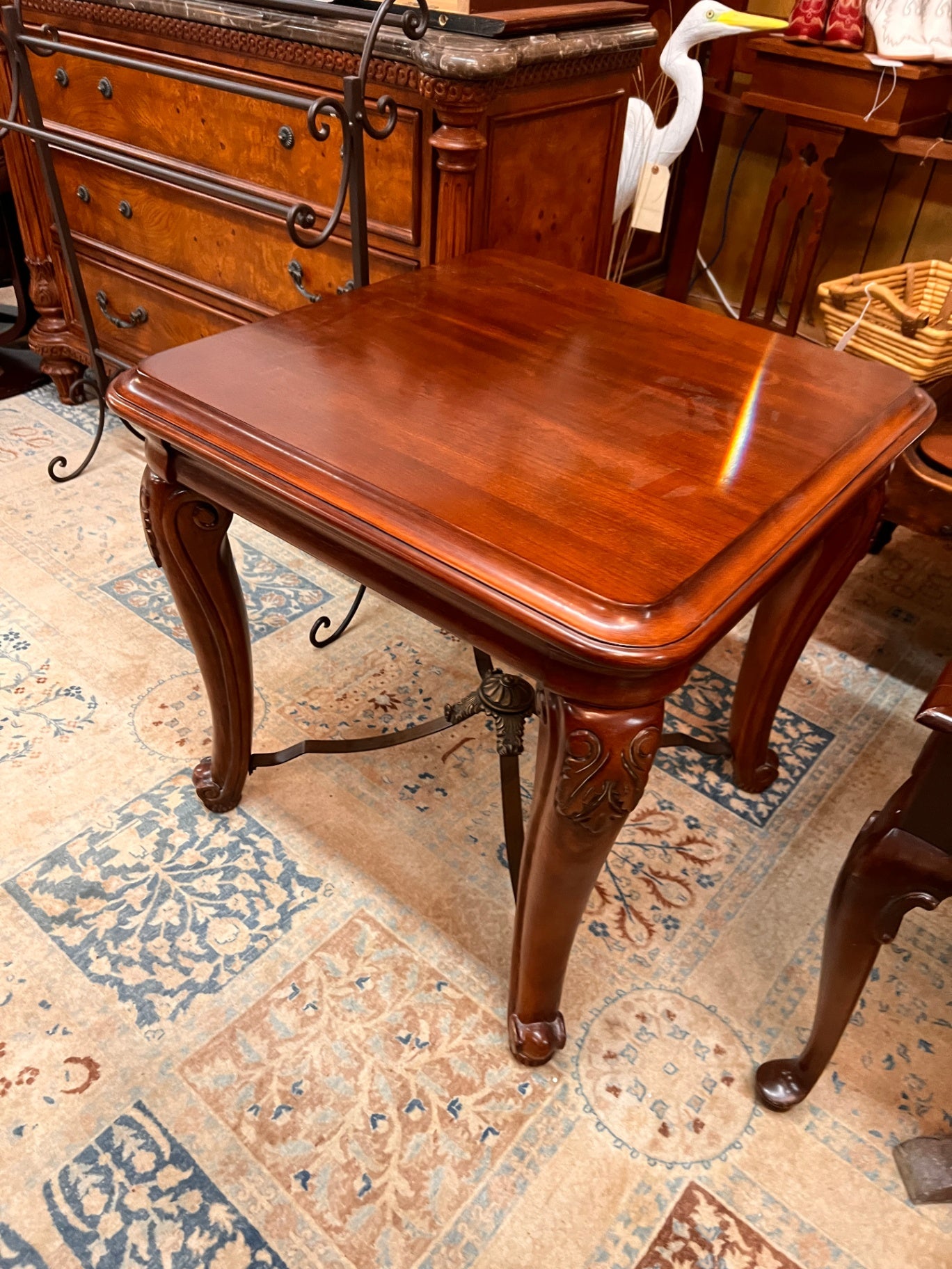 Square Top Side Table With Ornate Legs