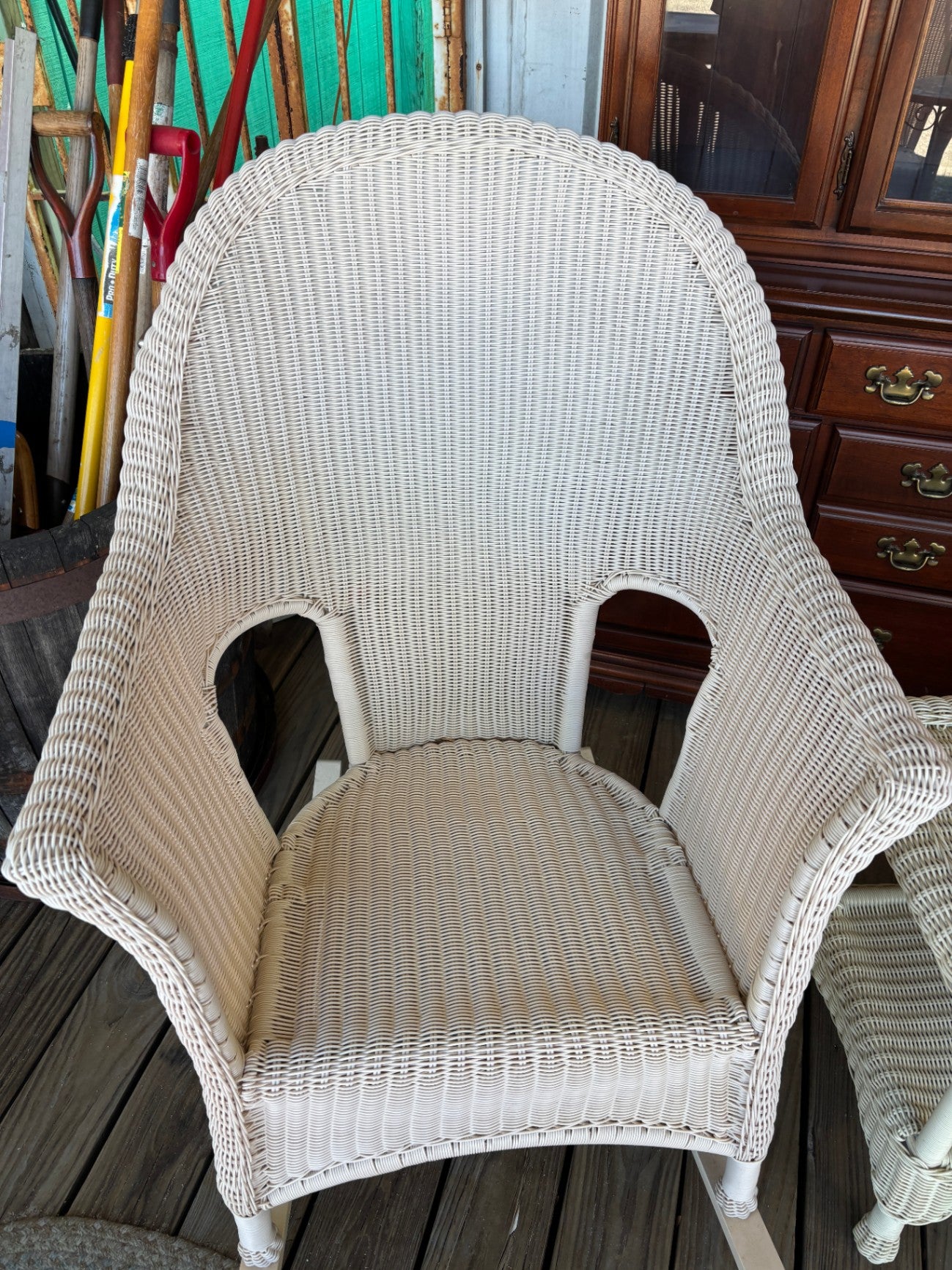 White Wicker Look Rocking Chair