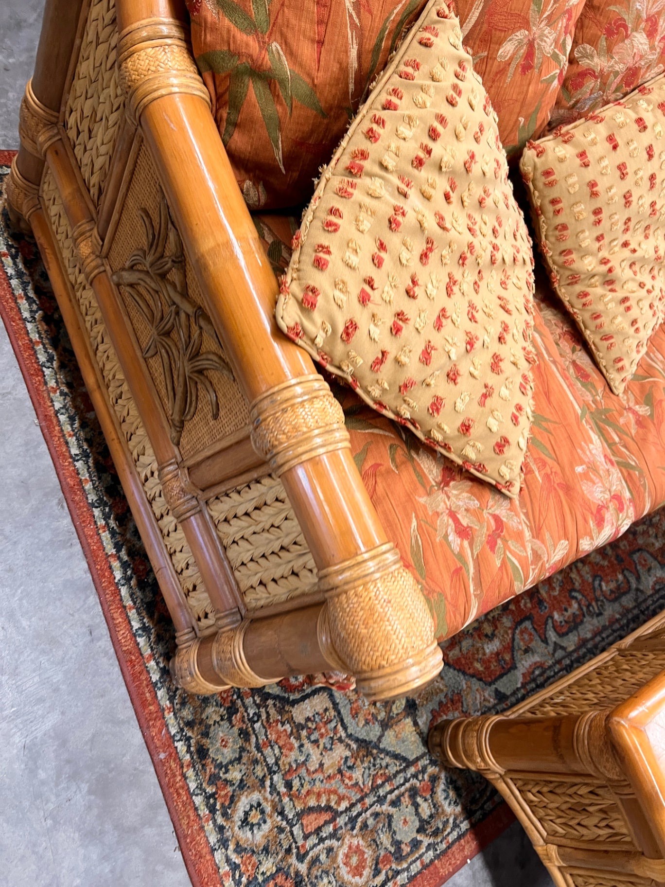 Vintage Rattan Sofa Palm Design