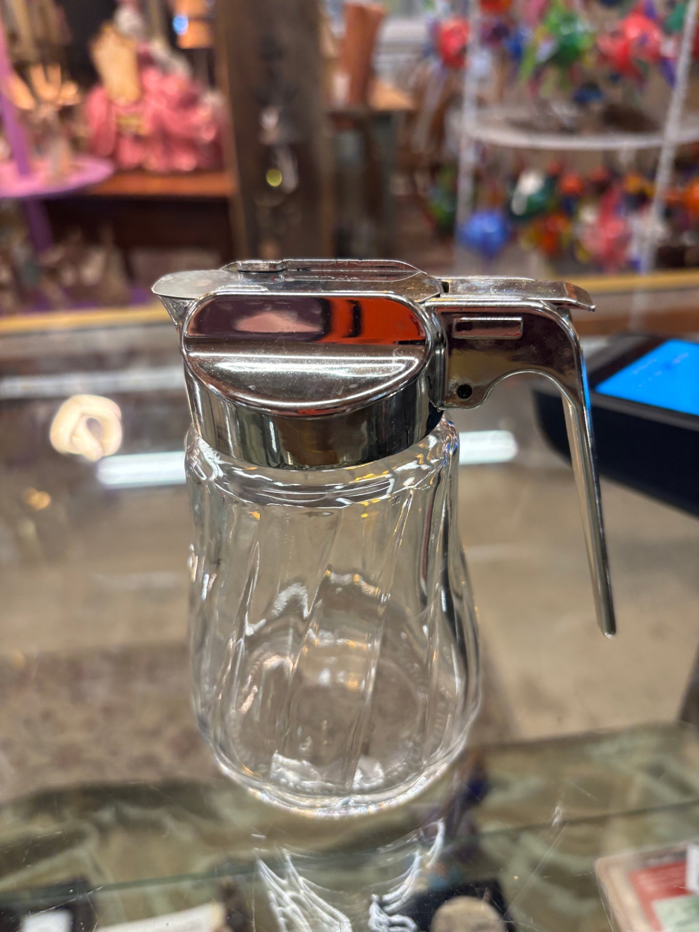 Mid-century glass syrup dispenser or restaurant table server