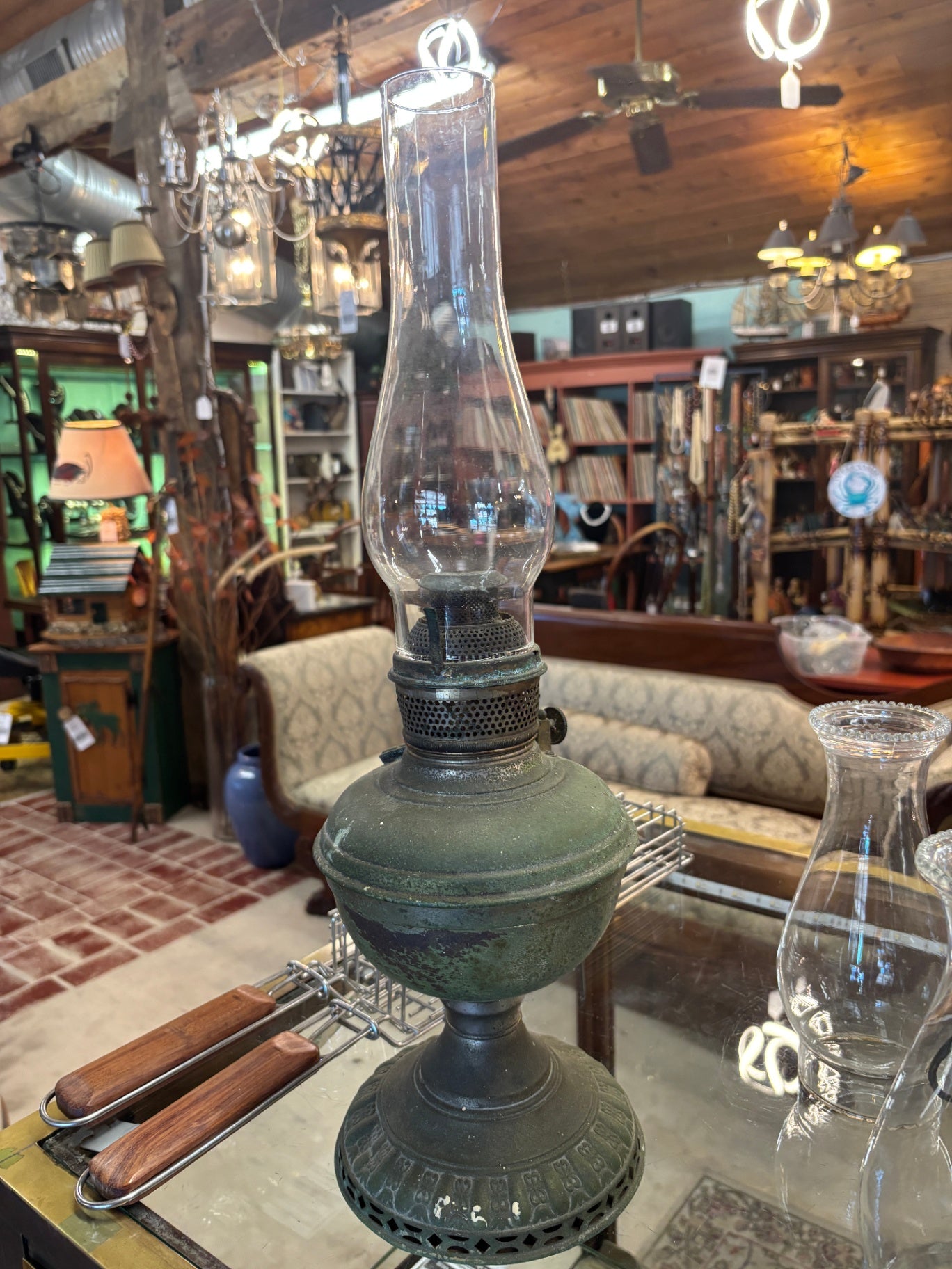 Antique kerosene oil lamp,