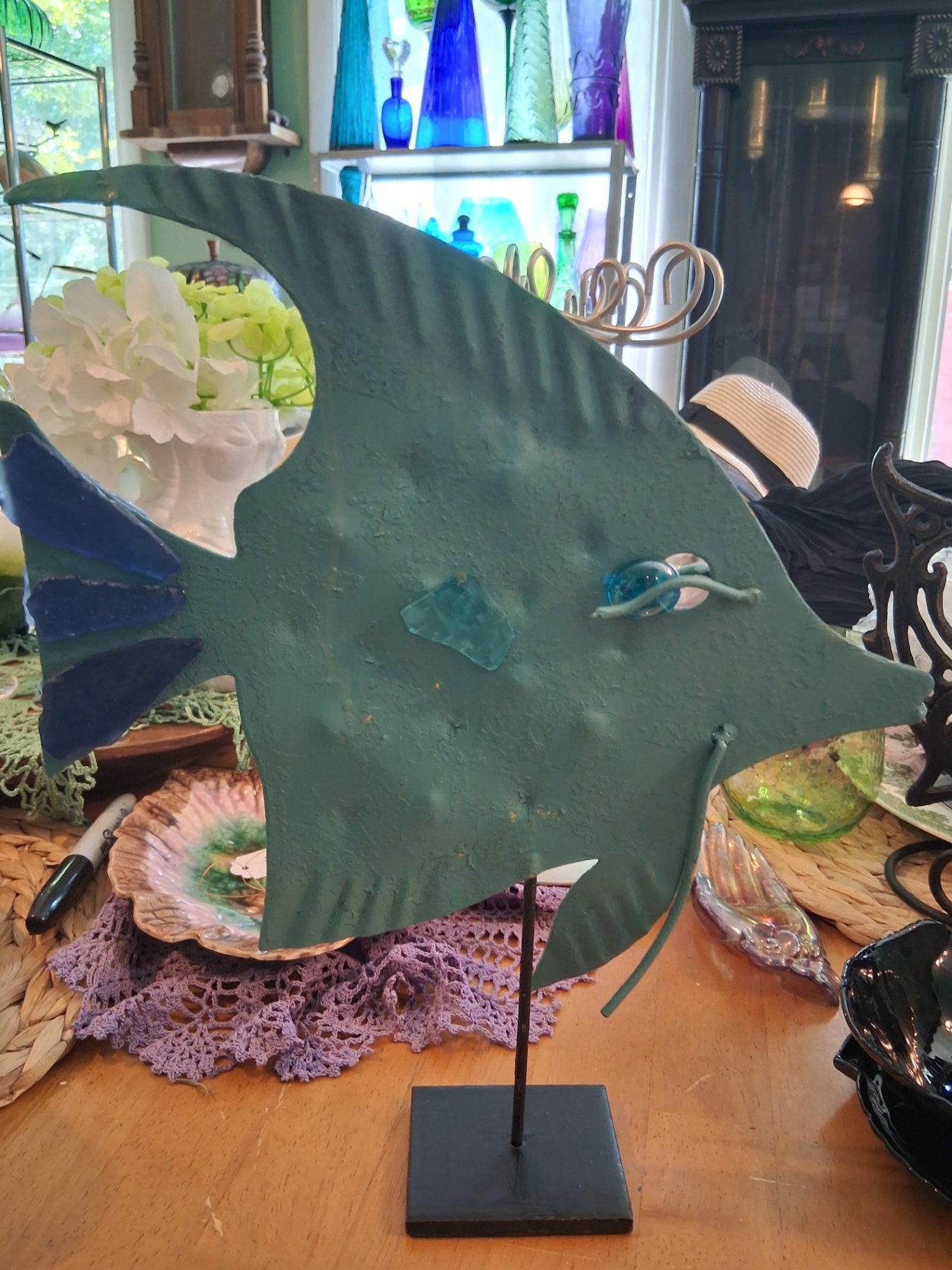 Sea glass metal fish dsc
